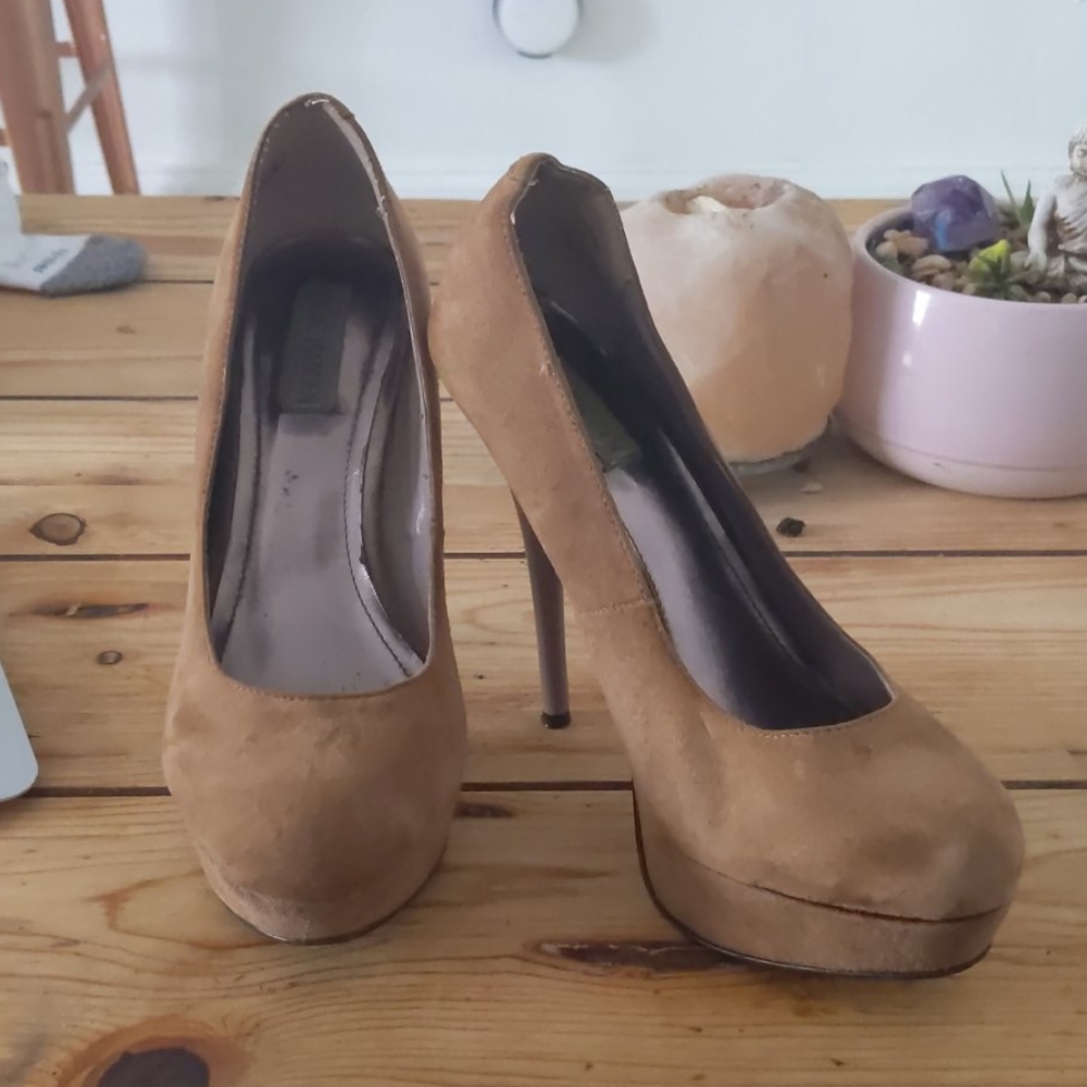 Brown platform heels